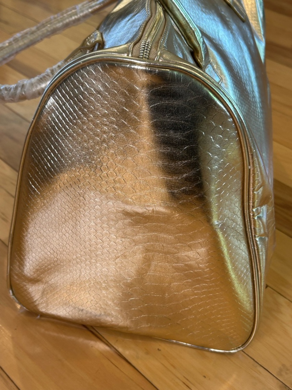 Michael Kors Metallic Gold Snakeskin Embossed Women's Satchel Tote Weekend Bag - Picture 8 of 16